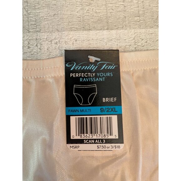 Vanity Fair Perfectly Yours Briefs Fawn Multi Size 2XL Nylon & Cotton NWT - Picture 2 of 5
